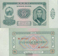 Mongolia Pick-number: 36a Uncirculated 1966 3 Tugrik - Mongolie