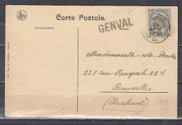 Brief Van Bruxelles (Chartier Leopold) Naar Bruxelles Met Langstempel GENVAL - Griffes Linéaires