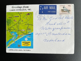 AUSTRALIA 1983 AIR MAIL LETTER LAKES ENTRANCE TO AMSTERDAM AUSTRALIE - Cartas & Documentos