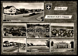 ÄLTERE POSTKARTE GRÜSSE AUS BÜRSTADT VFR STADION OBERSCHULTHEISS-SCHREMSER-STRASSE FREIBAD Ansichtskarte AK Postcard Cpa - Bürstadt