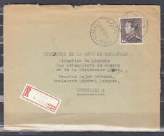 Aangetekende Brief Van Grace-Berleur A Naar Bruxelles - 1936-1951 Poortman