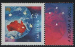 Australia 2000 MNH Sc 1831 45c Australia On Globe, Southern Cross + Label - Ungebraucht