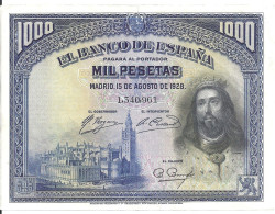ESPAGNE 1000 PESETAS 1928 VF+ P 78 - 1000 Pesetas