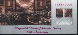 AUSTRALIA 2001 CENT OF FEDERAL PARLIAMENT,PAINTINGS OVP 2002 50th ANNIV RINGWOOD & DISTRICT PHILATELIC SOCIETY SHEET MNH - Blocks & Kleinbögen