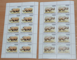 BURUNDI 2011, Rhino, Animals, Fauna, Mi #2112-3, Miniature Sheets, MNH**, CV: €72 - Rhinoceros