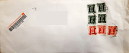 India 2024 4 X Rs.5 + 3 X Rs.2 = 9 Government Of India Official Stamps Franked On Registered Speed Post Cover Per Scan - Dienstzegels