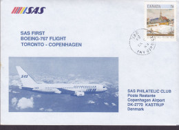 Canada First SAS BOEING-767 Flight TORONTO-COPENHAGEN 1989 Cover Brief Lettre KØBENHAVN LUFTHAVN (Arr.) - Eerste Vluchten