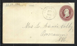 ETATS UNIS Ca.1886: LSC Entier De 2c De Canterbury (N.H.) à Boscawen (N.H.) Avec Fancy Cancel "4 Circle Target" - ...-1900