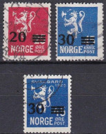 NO014 – NORVEGE - NORWAY – 1927-28 – STANDING LION – SG # 196/8 USED 17 € - Oblitérés