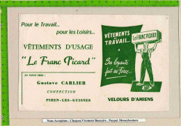 BUVARD : Vetement D'Usage "LE FRANC PICARD " GustaVe CARLIER  PIHEN LES GUISNES Velours D'Amiens - Kleidung & Textil