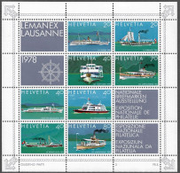 SWITZERLAND 1978 Ships - National Philatelic Exhibition LEMANEX `78 Lausanne MINISHEET MNH (NP#67-P31) - Unused Stamps