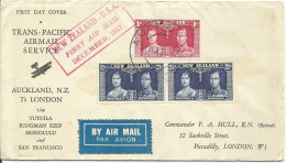 NUEVA ZELANDA,  CARTA CIRCULADA  PRIMER  VUELO  N. ZELAND/USA   EL 31/12/1937 - Briefe U. Dokumente