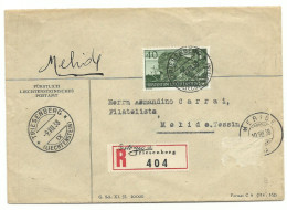 Liechtenstein Mi-Nr.163 Freimarke 1938 R-Brief TRIESENBERG Nach Meride - Lettres & Documents