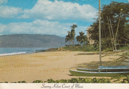Kihei Coast Maui Hawaii, Beach Scene, Catamaran Sailboat, C1970s Vintage Postcard - Maui