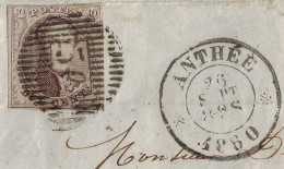 Belgique 1860 COB 10A, Lettre Oblitérée D36, Anthée. Voir Scans - Oblitérations à Barres: Distributions