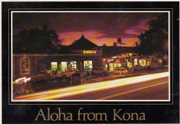 Kailua-Kona Big Island Of Hawaii, Night Street Scene, Businesses, Volkswagen Autos C1980s Vintage Postcard - Big Island Of Hawaii