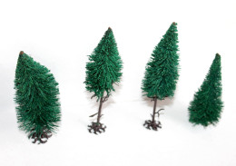 BUSCH LOT De 4 ARBRE SAPIN VEGETAUX HO DECOR PAYSAGE, 9,5 A 14cm MINIATURE TRAIN - MODELISME FERROVIAIRE  (1712.284) - Decoración