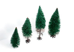 BUSCH LOT 4 ARBRE SAPIN VEGETAUX, HO DECOR PAYSAGE, 8,5 A 14,5cm MINIATURE TRAIN - MODELISME FERROVIAIRE  (1712.286) - Scenery