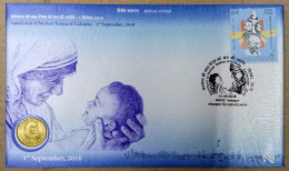 INDIA 2016 SAINTHOOD OF MOTHER TERESA, SPECIAL COIN COVER OF MOTHER TERESA, SPECIAL COVER, LIMITED ISSUE - Mother Teresa