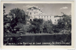 AMES IOWA MEMORIAL UNION BUILDING BY LAKE LAVERNE STATE COLLEGE RPPC 1950 - Ames