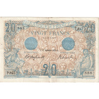 France, 20 Francs, Bleu, 1906, P.845, TTB, Fayette:10.1, KM:68a - 20 F 1905-1913 ''Bleu''
