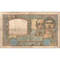 France, 20 Francs, Science Et Travail, 1940, C.2468, TB, Fayette:12.11, KM:92b - 20 F 1939-1942 ''Science Et Travail''