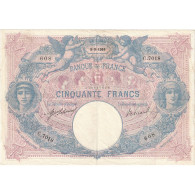France, 50 Francs, Bleu Et Rose, 1916, C.7018, TTB+, Fayette:14.29, KM:64e - 50 F 1889-1927 ''Bleu Et Rose''