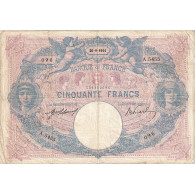 France, 50 Francs, Bleu Et Rose, 1914, A.5455, TTB, Fayette:14.27, KM:64e - 50 F 1889-1927 ''Bleu Et Rose''