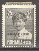 Rumänien; 1930; Michel 361 *; König Karl II Mit Aufdruck "8 Iunie 1930"; Einzelstück - Unused Stamps