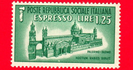 Nuovo - ITALIA - Rep. Sociale - 1944 - Monumenti Distrutti - ESPRESSO - 1,25 L. • Duomo Di Palermo - Poste Exprèsse