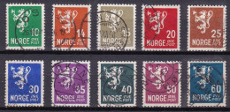 NO026C – NORVEGE - NORWAY – 1937 – STANDING LION WITH WM – SC # 167/76 USED 8,75 € - Oblitérés