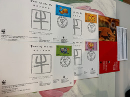 Hong Kong Stamp WWF Cards New Year X 4 Diff - Briefe U. Dokumente