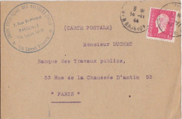 CP (Les Cannes Blanches) Obl. Marseille Entrepot Le 14/11/44 Sur 1f50 Dulac Rose N° 691 (Tarif Du 5/1/42) - 1944-45 Marianne De Dulac