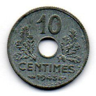 FRANCE, 10 Centimes, Zinc, Year 1943, KM # 903 - 10 Centimes