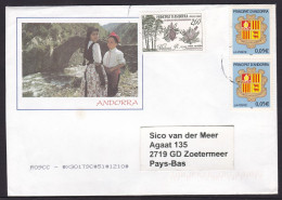Andorra: Cover To Netherlands, 3 Stamps, Heraldry, Tree Seed (minor Damage, Small Stain) - Lettres & Documents