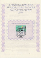 DEUTSCHLAND - 1986 - JAHRESAUSGABE DES BUNDES DEUTSCHER PHILATELISTEN - BLOCK GEDENKBLATT Nº 8 - PHILATELIE + HANDWERK - 1981-1990