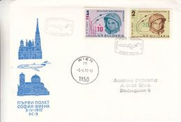 Bulgarie - Lettre De 1972 ° - GF - 1er Vol Sofia  Wien - Oblit Wien - Espace - Cosmonautes - Storia Postale