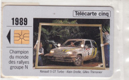 TELECARTE CINQ 1989  CHAMPION DU MONDE DES RALLYES /NSB (dil40) - 5 Einheiten