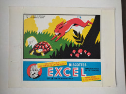 BUVARD " BISCOTTES EXCEL " , FABLES LA FONTAINE,LE LIEVRE ET LA TORTUE ,LILLE - Zwieback