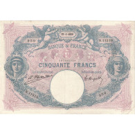 France, 50 Francs, Bleu Et Rose, 1925, N.11519, TTB+, Fayette:14.38, KM:64g - 50 F 1889-1927 ''Bleu Et Rose''