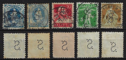 Switzerland 1900/1926 5 Stamp With Perfin S By Schweiz" Allgemeine Versicherungs-AG From Zurich Lochung Perfore - Perforés