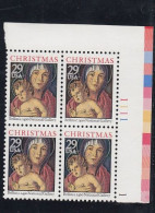 Sc#2710, Christmas Issue, Madonna And Child, 29-cent Plate Number Block Of 4 MNH Stamps - Plaatnummers