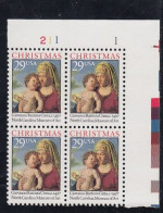 Sc#2789, Chirstmas Issue, Madonna And Child, 29-cent Plate Number Block Of 4 MNH Stamps - Numéros De Planches