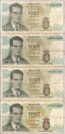 BELGIE - 4 X 20 FR 1964 - Nrs 2M7756970 + 2O3472437 + 1P9172019 + 3V8865727 - Other & Unclassified