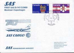 Canada First SAS Cargo B-747/Combi Flight MONTREAL - COPENHAGEN 1978 Cover Brief Lettre - Eerste Vluchten