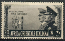 REGNO AFRICA ORIENTALE ITALIANA 1941 A.O.I. FRATELLANZA D'ARMI ITALO TEDESCA C. 20 - NUOVO CON LINGUELLA MLH SASSONE 36 - Afrique Orientale Italienne