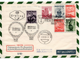 62318 - Österreich - 1958 - 20g Trachten Etc PGALpUmschlag M ZusFrankatur SoStpl SALZBURG - XX.BALLONPOSTFLUG ... - Enveloppes