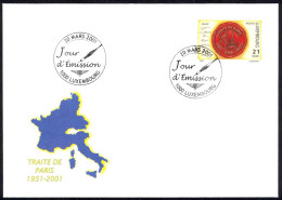 Luxembourg Sc# 1047 FDC 2001 3.20 Coal & Steel Treaty 50th - Unused Stamps