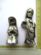 LADE 14 - STATUETTE EN MÉTAL MARIE ET ​​JOSEPH - METALEN BEELDJE MARIA EN JOZEF - 156 ET 199 GRAM - Metaal