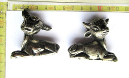 LADE 14 - STATUETTE EN MÉTAL 2 MOUTONS - METALEN BEELDJE 2 SCHAPEN  - 144 ET 110 GRAM - Metallo